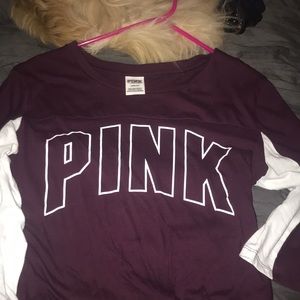PINK quarter sleeve burgundy top